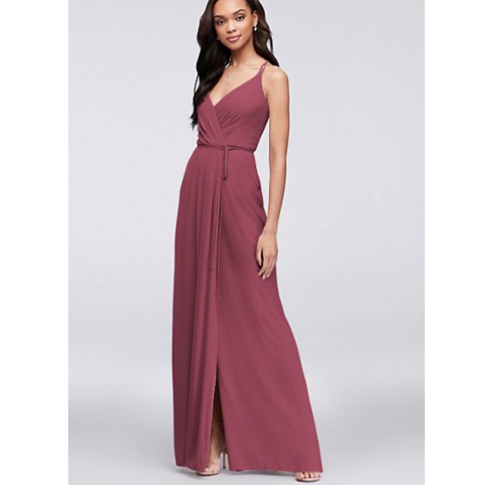 DAVIDS BRIDAL GEORGETTE BRIDESMAID WRAP DRESS